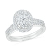 Thumbnail Image 1 of 1 CT. T.W. Oval-Shaped Multi-Diamond Frame Bridal Set in 10K White Gold