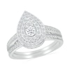 Thumbnail Image 1 of 1 CT. T.W. Pear-Shaped Multi-Diamond Double Frame Bridal Set in 10K White Gold