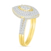 Thumbnail Image 2 of 1 CT. T.W. Marquise-Shaped Multi-Diamond Double Frame Bridal Set in 10K Gold