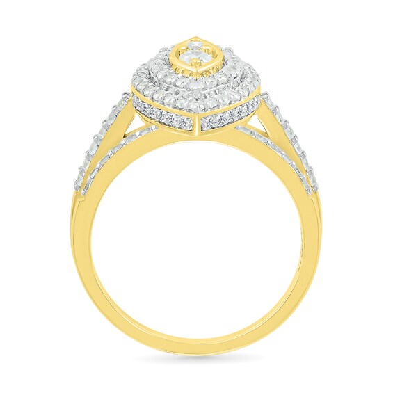 1 CT. T.w. Marquise-Shaped Multi-Diamond Double Frame Bridal Set in 10K Gold