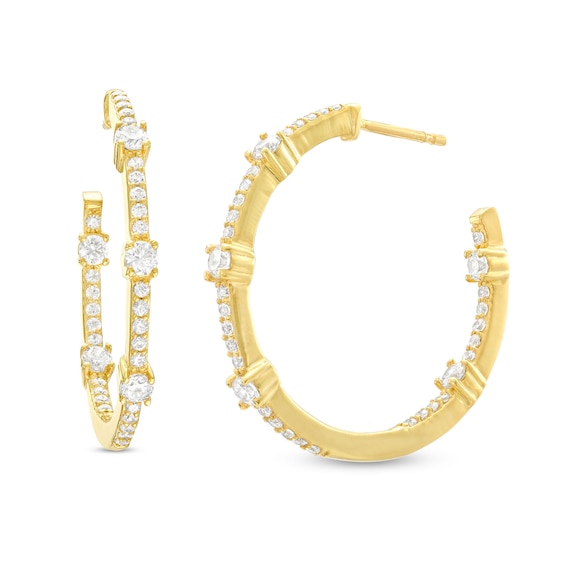 1 CT. T.w. Diamond Alternating Inside-Out Hoop Earrings in 10K Gold