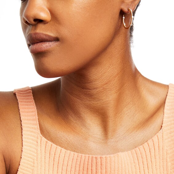 1 CT. T.w. Diamond Alternating Inside-Out Hoop Earrings in 10K Gold