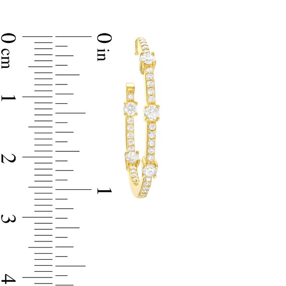 1 CT. T.w. Diamond Alternating Inside-Out Hoop Earrings in 10K Gold