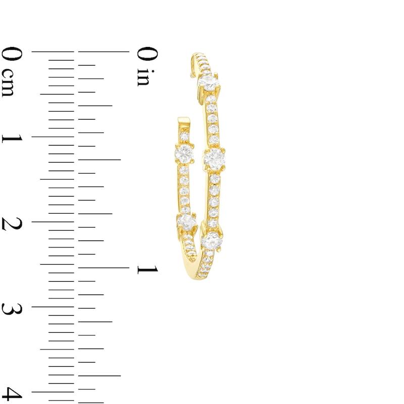 Main Image 3 of 1 CT. T.W. Diamond Alternating Inside-Out Hoop Earrings in 10K Gold