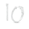 Thumbnail Image 1 of 1/2 CT. T.W. Diamond Thin Hoop Earrings in 14K White Gold