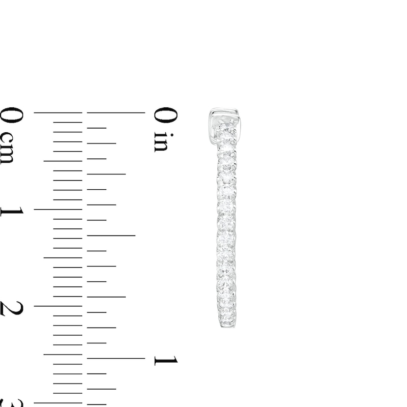 Main Image 3 of 1/2 CT. T.W. Diamond Thin Hoop Earrings in 14K White Gold