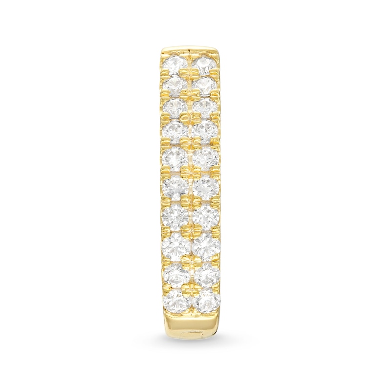 Main Image 1 of 1-1/2 CT. T.W. Diamond Double Row Inside-Out Hoop Earrings in 10K Gold