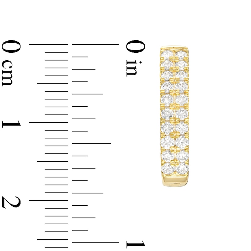 Main Image 3 of 1-1/2 CT. T.W. Diamond Double Row Inside-Out Hoop Earrings in 10K Gold