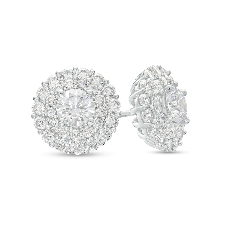 Main Image 1 of 2 CT. T.W. Lab-Grown Diamond Double Frame Stud Earrings in 10K White Gold (F/SI2)