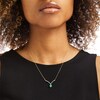 Thumbnail Image 2 of Oval Emerald and 1/15 CT. T.W. Diamond Chevron Necklace in 10K Gold – 17"