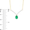 Thumbnail Image 3 of Oval Emerald and 1/15 CT. T.W. Diamond Chevron Necklace in 10K Gold – 17"