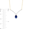 Thumbnail Image 3 of Oval Blue Sapphire and 1/15 CT. T.W. Diamond Chevron Necklace in 10K Gold – 17"