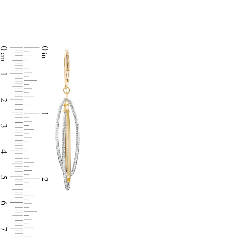 Oro Diamante™ Diamond-Cut Layered Elongated Oval Drop Earrings in 14K Two-Tone Gold