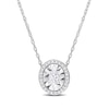 Thumbnail Image 1 of 1/4 CT. T.W. Oval Diamond Frame Pendant in 14K White Gold - 17"