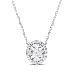 1/4 CT. T.W. Oval Diamond Frame Pendant in 14K White Gold - 17"