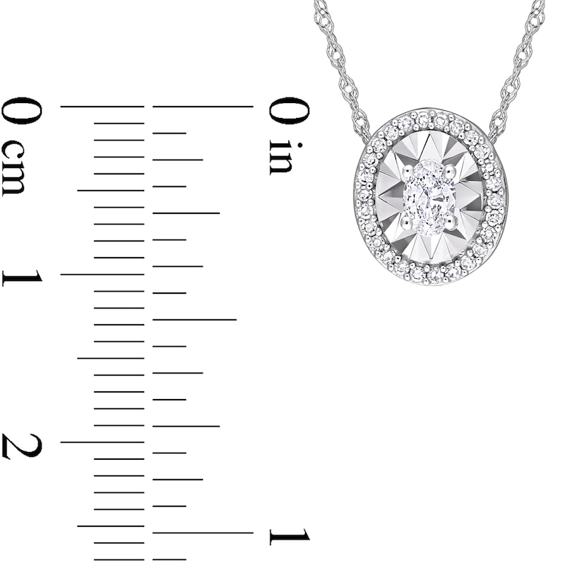 Main Image 3 of 1/4 CT. T.W. Oval Diamond Frame Pendant in 14K White Gold - 17"