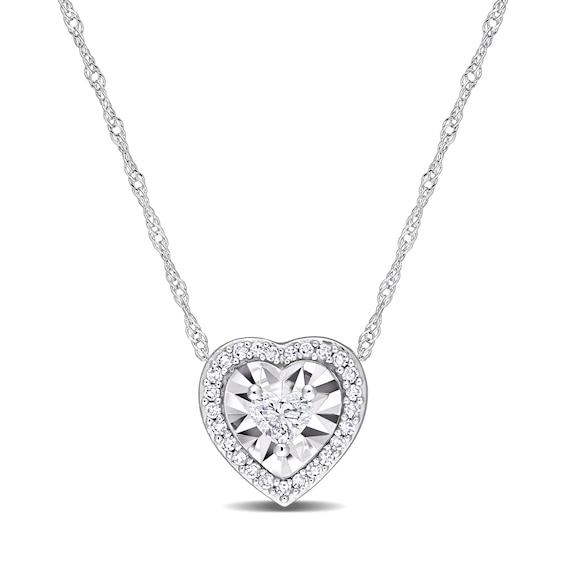 1/4 CT. T.w. Heart-Shaped Diamond Frame Pendant in 14K White Gold - 17"