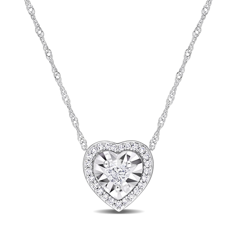 Main Image 1 of 1/4 CT. T.W. Heart-Shaped Diamond Frame Pendant in 14K White Gold - 17"