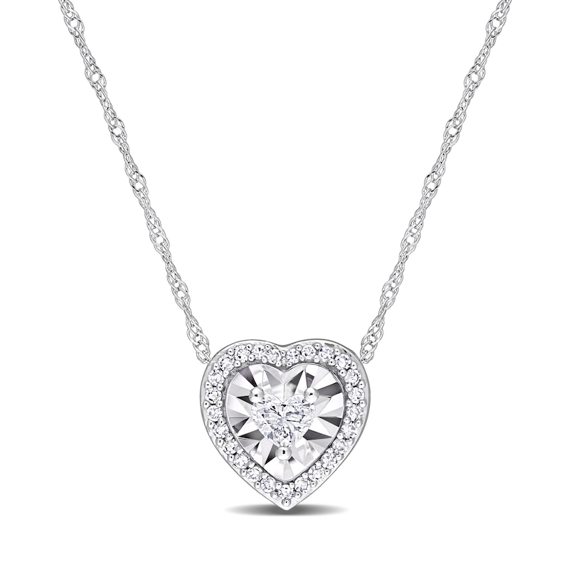 1/4 CT. T.W. Heart-Shaped Diamond Frame Pendant in 14K White Gold - 17"