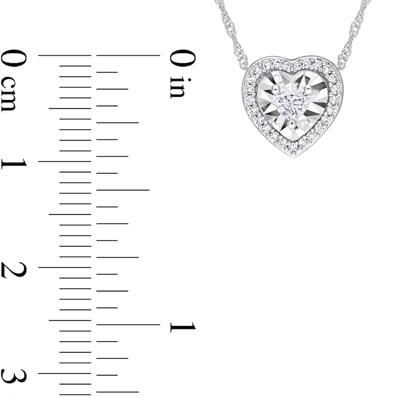 Main Image 3 of 1/4 CT. T.W. Heart-Shaped Diamond Frame Pendant in 14K White Gold - 17"