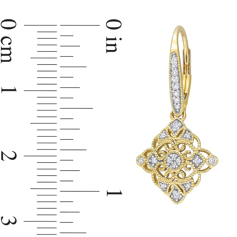 1/5 CT. T.W. Diamond Milgrain Lace Vintage-Style Drop Earrings in 10K Gold