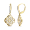 Thumbnail Image 1 of 1/6 CT. T.W. Diamond Milgrain Flower Vintage-Style Drop Earrings in 10K Gold