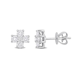 7/8 CT. T.W. Diamond Cross Stud Earrings in Platinum