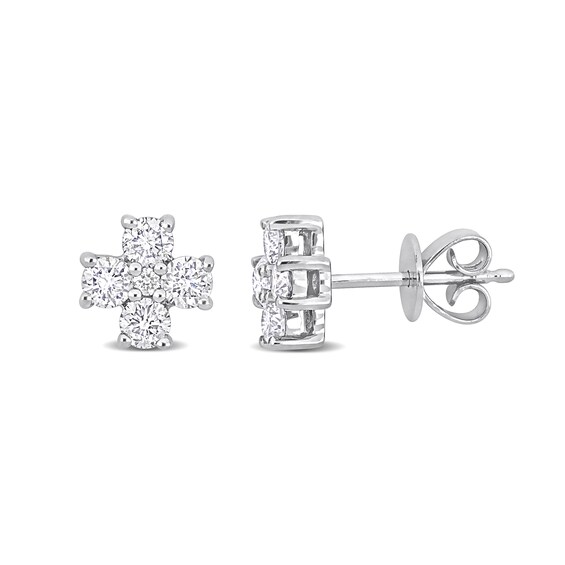 7/8 CT. T.w. Diamond Cross Stud Earrings in Platinum