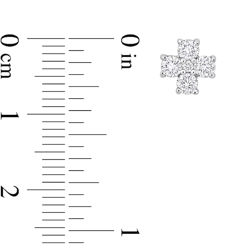 Main Image 3 of 7/8 CT. T.W. Diamond Cross Stud Earrings in Platinum