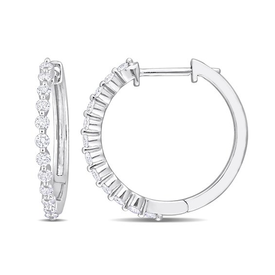 1/2 CT. T.w. Diamond Hoop Earrings in Platinum
