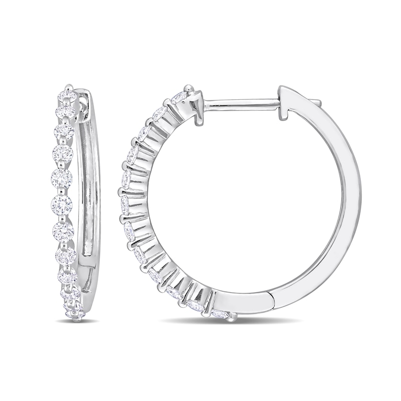 1/2 CT. T.W. Diamond Hoop Earrings in Platinum