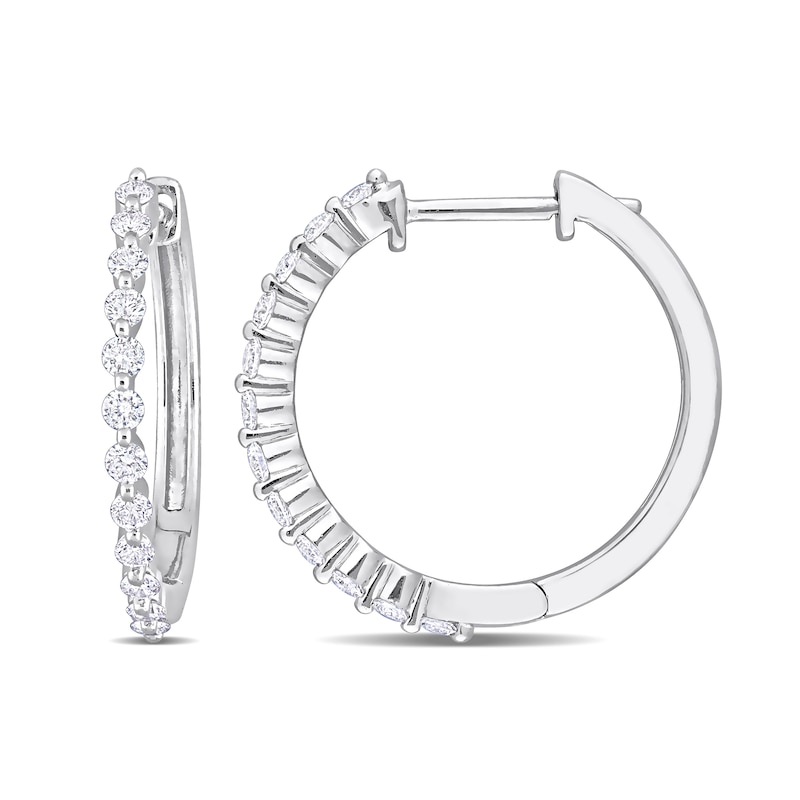Main Image 1 of 1/2 CT. T.W. Diamond Hoop Earrings in Platinum