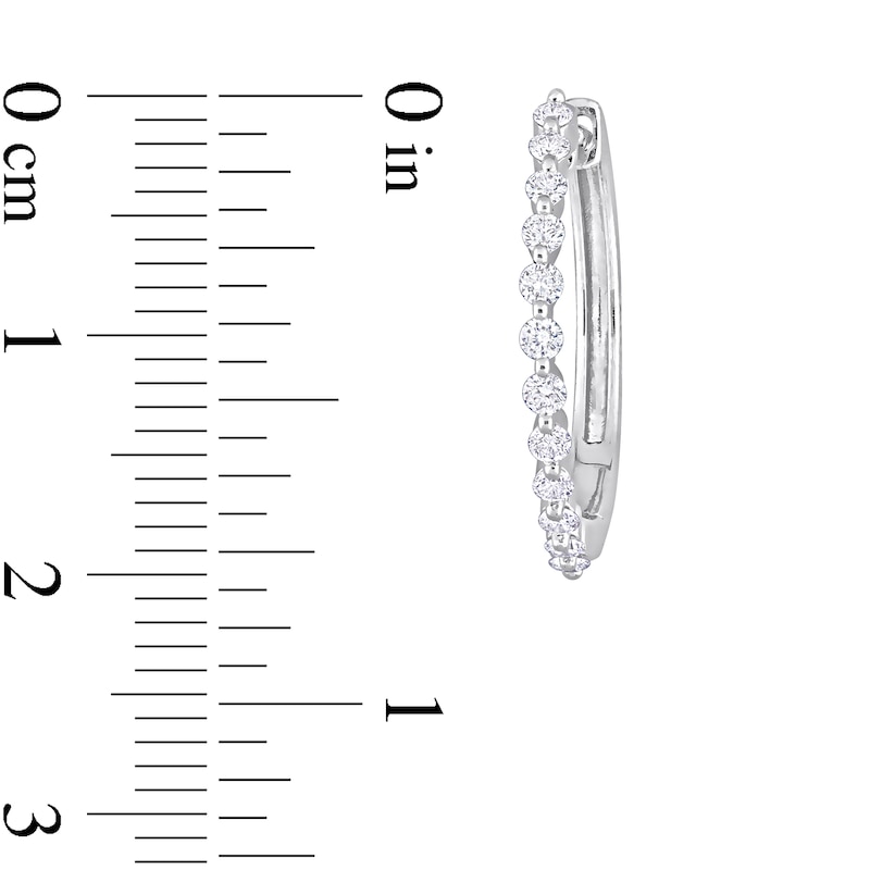 Main Image 3 of 1/2 CT. T.W. Diamond Hoop Earrings in Platinum