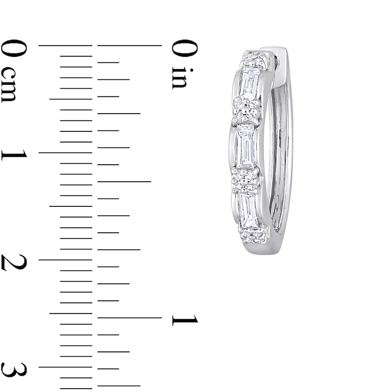 1 CT. T.W. Baguette Diamond Scallop Sides Hoop Earrings in Platinum