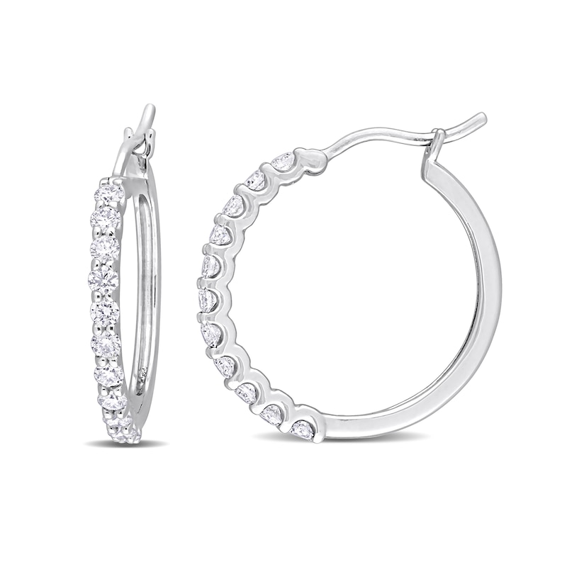 Main Image 1 of 1 CT. T.W. Diamond Hoop Earrings in Platinum