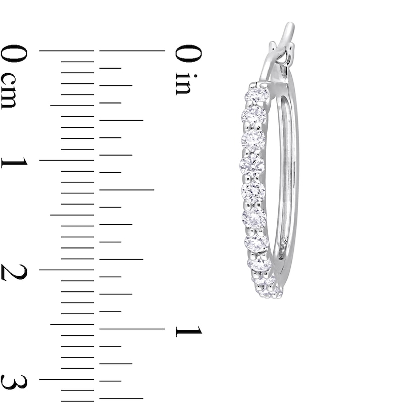 Main Image 3 of 1 CT. T.W. Diamond Hoop Earrings in Platinum
