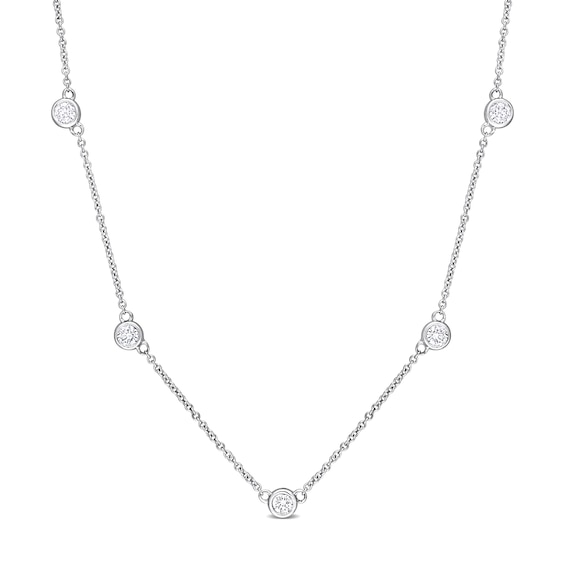 1 CT. T.w. Diamond Station Necklace in Platinum