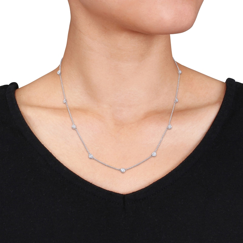Main Image 2 of 1 CT. T.W. Diamond Station Necklace in Platinum