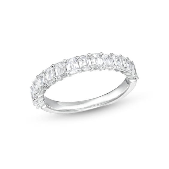 1-1/4 CT. T.w. Certified Emerald-Cut Diamond Band in 14K White Gold (I/Si2)