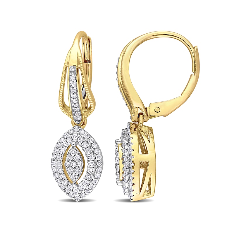 1/2 CT. T.W. Marquise Multi-Diamond Double Frame Drop Earrings in 10K Gold