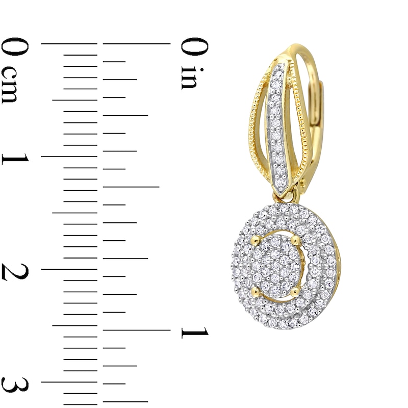 Main Image 3 of 1/2 CT. T.W. Oval Multi-Diamond Double Frame Drop Earrings in 10K Gold