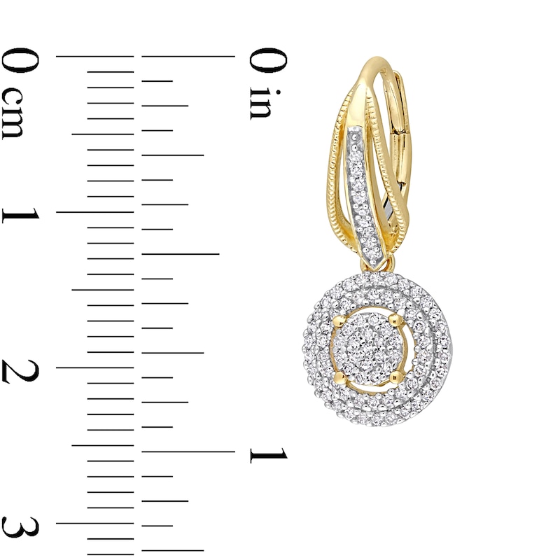 1/2 CT. T.W. Multi-Diamond Double Frame Drop Earrings in 10K Gold