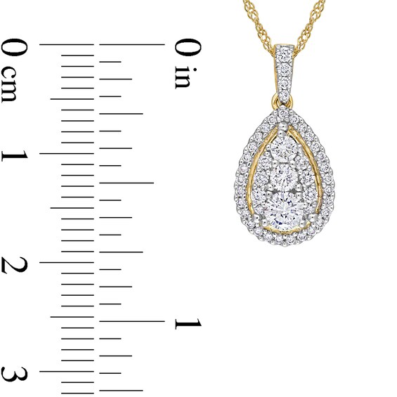 1/2 CT. T.w. Pear-Shaped Multi-Diamond Frame Teardrop Pendant in 14K Gold - 17"