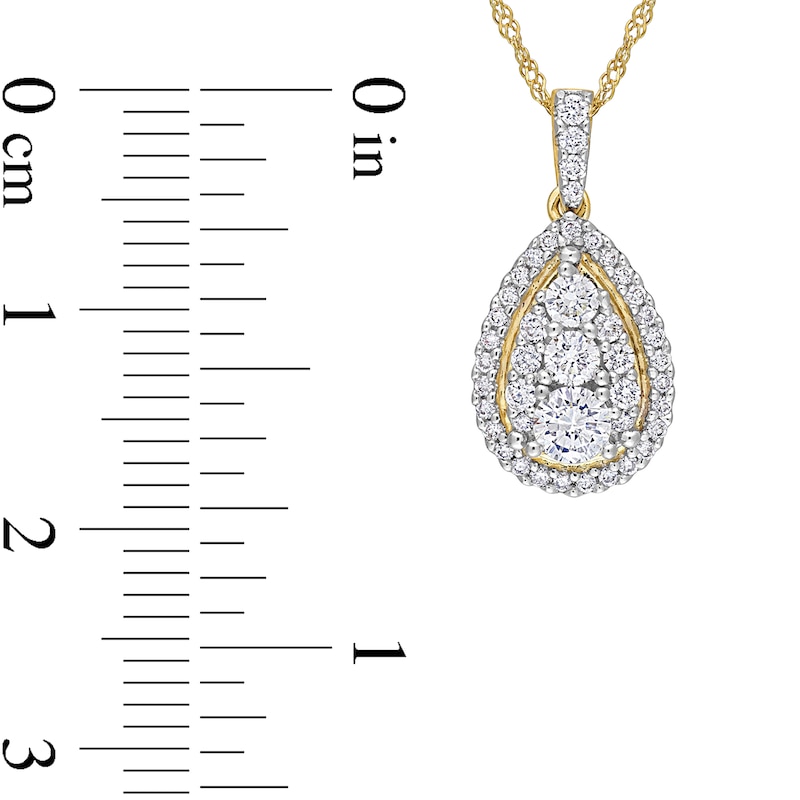 Main Image 3 of 1/2 CT. T.W. Pear-Shaped Multi-Diamond Frame Teardrop Pendant in 14K Gold - 17"