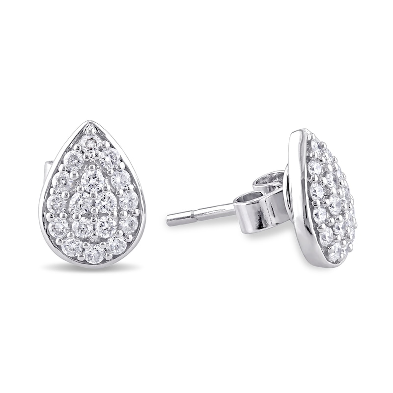 1/3 CT. T.W. Pear-Shaped Multi-Diamond Stud Earrings in 14K White Gold