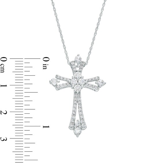 1 CT. T.w. Diamond Split Cross Pendant in 10K White Gold