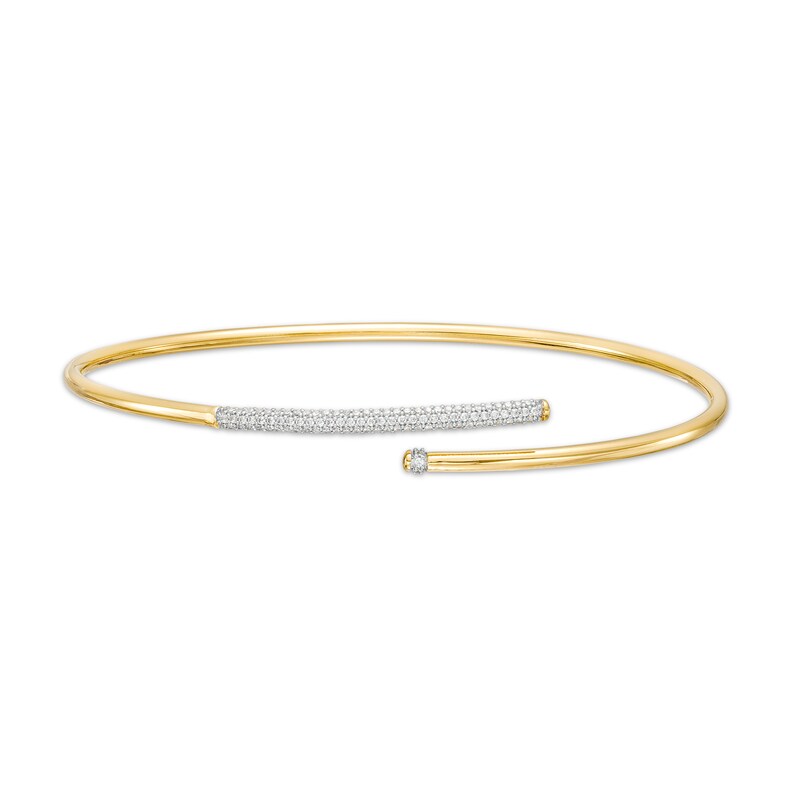 Main Image 1 of 1/4 CT. T.W. Diamond Bypass Bangle in 10K Gold