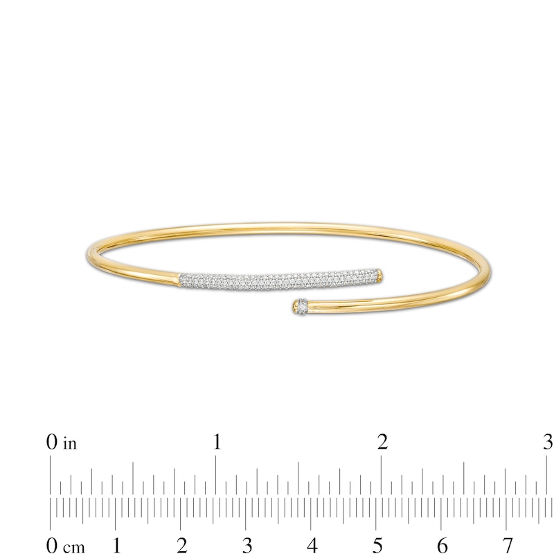 Main Image 2 of 1/4 CT. T.W. Diamond Bypass Bangle in 10K Gold