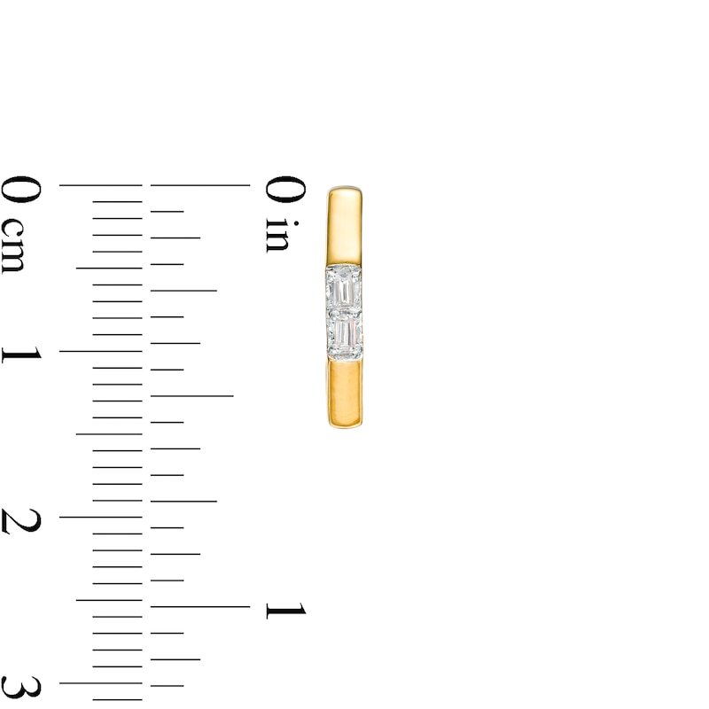 Main Image 2 of 1/10 CT. T.W. Baguette Diamond Open Octagon Hoop Earrings in 10K Gold