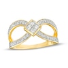 Thumbnail Image 1 of 1/2 CT. T.W. Quad Princess-Cut Diamond Tilted Open Shank Ring in 10K Gold